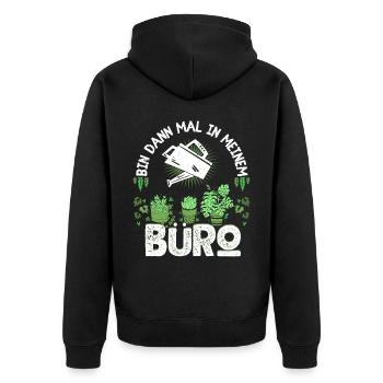 Bin Dann Mal In Meinem Büro Für Hobbygärtner - Unisex Premium Bio Zip Hoodie - Schwarz - Hinten - Nico (187cm)