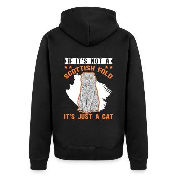Scottish Folding Ear Cat Cat Owner Gift - Unisex Premium Organic Zip Hoodie - black - Back - Nico (187cm)