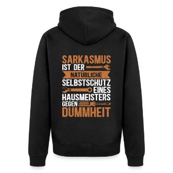 Hausmeister Facility Manager Hauswart Geschenk - Unisex Premium Bio Zip Hoodie - Schwarz - Hinten - Nico (187cm)