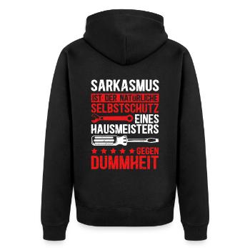 Hausmeister | Facility Manager Hauswart Geschenk - Unisex Premium Bio Zip Hoodie - Schwarz - Hinten - Nico (187cm)