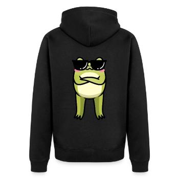 Cottagecore Kawaii Frosch Mit Sonnenbrille - Unisex Premium Bio Zip Hoodie - Schwarz - Hinten - Nico (187cm)