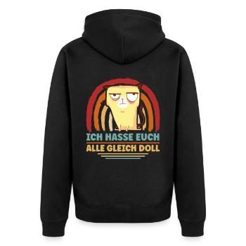 Lustig Spruch Katze Katzenliebhaber - Unisex Premium Bio Zip Hoodie - Schwarz - Hinten - Nico (187cm)
