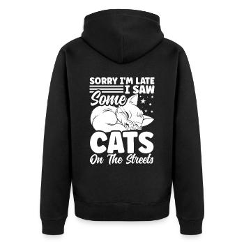 Chats amoureux des chats chats dans la rue - Veste à capuche bio Premium Unisexe - noir - Dos - Nico (187cm)