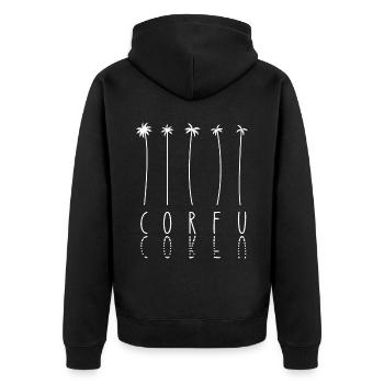 Palmenurlaub - Insel Griechenland Korfu - Unisex Premium Bio Zip Hoodie - Schwarz - Hinten - Nico (187cm)