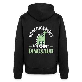 Brachiousaurus Mein Geist Dinosaurier Liebhaber Dino - Unisex Premium Bio Zip Hoodie - Schwarz - Hinten - Nico (187cm)