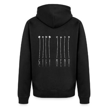 Palme - Insel Indonesien Gili Meno - Unisex Premium Bio Zip Hoodie - Schwarz - Hinten - Nico (187cm)