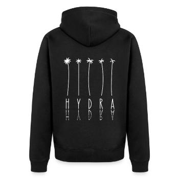 Palm holiday - island Greece Hydra - Unisex Premium Organic Zip Hoodie - black - Back - Nico (187cm)