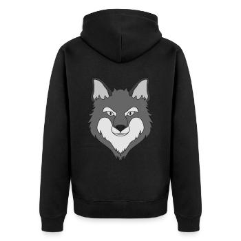 Fuchs Waldtier Design mit Tierkopf - Unisex Premium Bio Zip Hoodie - Schwarz - Hinten - Nico (187cm)