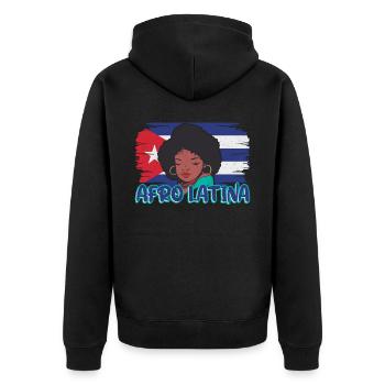 Afro Latina Pride Puerto Rico Puerto Rican Roots - Unisex Premium Bio Zip Hoodie - Schwarz - Hinten - Nico (187cm)