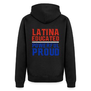 Latina Educated Powerful Proud Latin America - Unisex Premium Bio Zip Hoodie - Schwarz - Hinten - Nico (187cm)