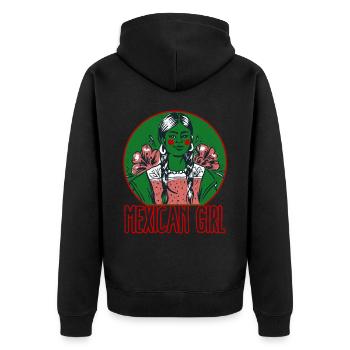 Mexican Girl Pride Latin America Latina Power - Unisex Premium Bio Zip Hoodie - Schwarz - Hinten - Nico (187cm)