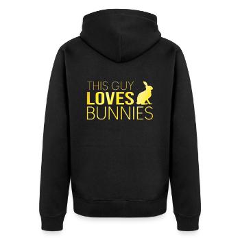 Typ Hase Spruch - Unisex Premium Bio Zip Hoodie - Schwarz - Hinten - Nico (187cm)