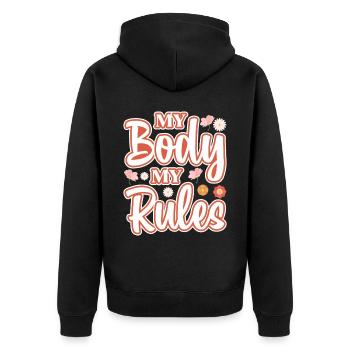 Female Women's Rights Female - Unisex Premium Bio Zip Hoodie - Schwarz - Hinten - Nico (187cm)
