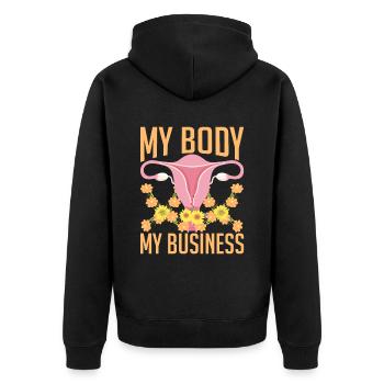Female Women's Rights Female - Unisex Premium Bio Zip Hoodie - Schwarz - Hinten - Nico (187cm)