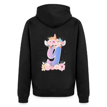9 Couronne de licorne Joli bouquet de fleurs Zum 9. - Veste à capuche bio Premium Unisexe - noir - Dos - Nico (187cm)