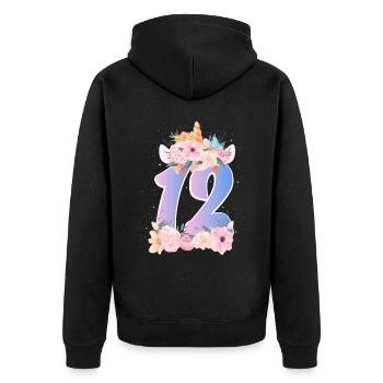 12 Couronne de licorne Mignon Bouquet de Fleurs 12. - Veste à capuche bio Premium Unisexe - noir - Dos - Nico (187cm)