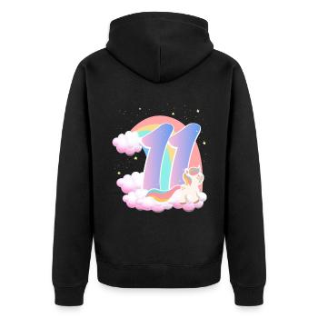 11 Unicorn Rainbow Clouds Little Pony 11. - Unisex Premium Organic Zip Hoodie - black - Back - Nico (187cm)