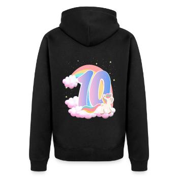 10 Unicorn Rainbow Clouds Little Pony 10. - Unisex Premium Organic Zip Hoodie - black - Back - Nico (187cm)