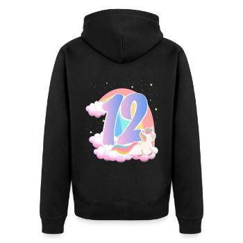 12 Unicorn Rainbow Clouds Little Pony 12. - Unisex Premium Organic Zip Hoodie - black - Back - Nico (187cm)