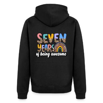 Seven Years Of Being Awesome Animal Skin Pattern - Unisex Premium Organic Zip Hoodie - black - Back - Nico (187cm)