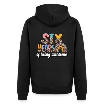 Six Years of Being Awesome Animal Skin Pattern - Unisex Premium Organic Zip Hoodie - black - Back - Nico (187cm)