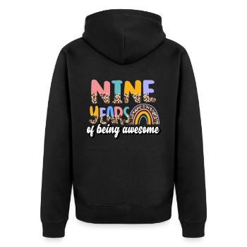 Nine Years Of Being Awesome Animal Skin Pattern - Unisex Premium Organic Zip Hoodie - black - Back - Nico (187cm)