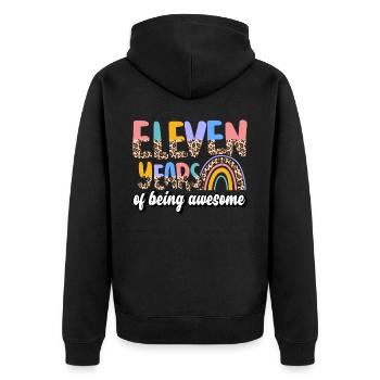 Eleven Years Of Being Awesome Animal Skin Pattern - Unisex Premium Organic Zip Hoodie - black - Back - Nico (187cm)