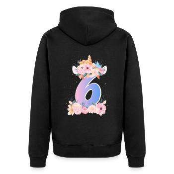 6 Unicorn Crown Doux bouquet de fleurs 6ème anniversaire - Veste à capuche bio Premium Unisexe - noir - Dos - Nico (187cm)