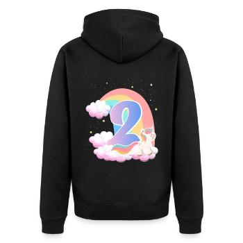 2 Unicorn Rainbow Clouds Little Pony 2. - Unisex Premium Organic Zip Hoodie - black - Back - Nico (187cm)