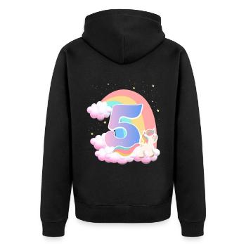 5 Unicorn Rainbow Clouds Little Pony 5. - Unisex Premium Organic Zip Hoodie - black - Back - Nico (187cm)