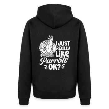 Ich Mag Papageien Einfach Sehr Süß Papagei Tier - Unisex Premium Bio Zip Hoodie - Schwarz - Hinten - Nico (187cm)