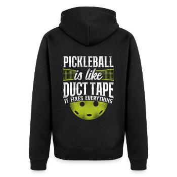 Pickleball Pickleball Is Like Duct - Unisex Premium Organic Zip Hoodie - black - Back - Nico (187cm)