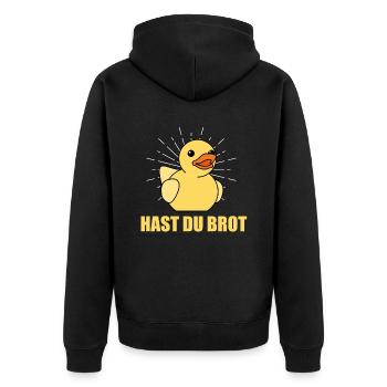 Hast Du Brot Enten Spruch Für Gummienten Freunde - Unisex Premium Bio Zip Hoodie - Schwarz - Hinten - Nico (187cm)
