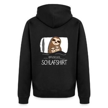 Offizielles Schlafshirt Faultier - Unisex Premium Bio Zip Hoodie - Schwarz - Hinten - Nico (187cm)