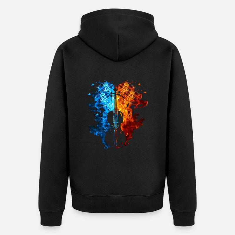 Fire Violin Flames Violoniste Violon - Veste à capuche bio Premium Unisexe - noir