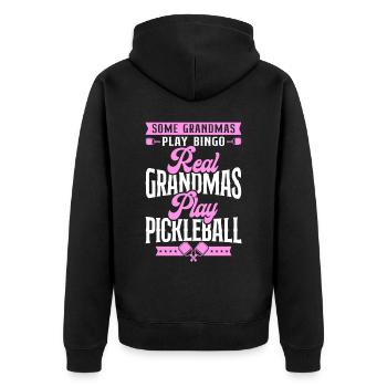 Pickleball Grandma Some Grandmas - Unisex Premium Bio Zip Hoodie - Schwarz - Hinten - Nico (187cm)