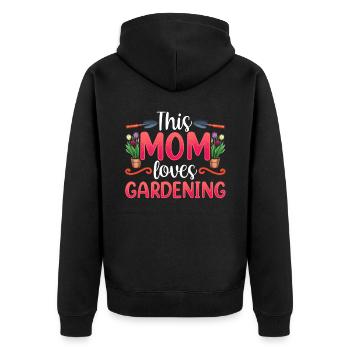 This Mom Loves Gardening Mom Garden - Unisex Premium Organic Zip Hoodie - black - Back - Nico (187cm)