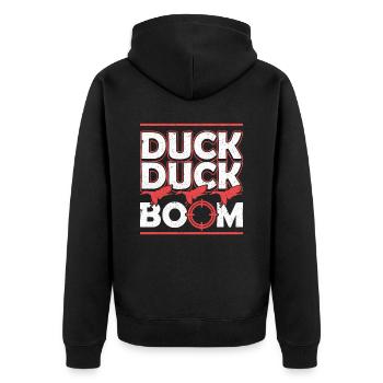 I love more Duck Hunting being a Dad Entenjagd - Unisex Premium Bio Zip Hoodie - Schwarz - Hinten - Nico (187cm)