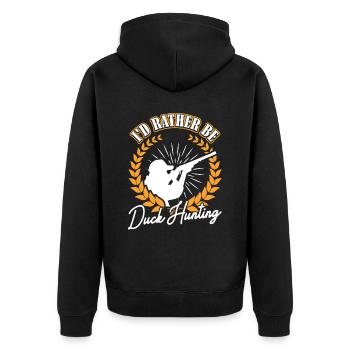 Id rather be Duck Hunting Entenjagd - Unisex Premium Organic Zip Hoodie - black - Back - Nico (187cm)
