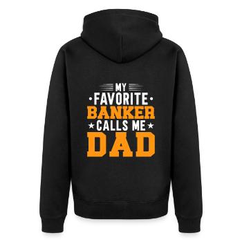 Banquier Banque Argent Banquier - Veste à capuche bio Premium Unisexe - noir - Dos - Nico (187cm)