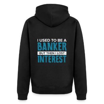 Banquier Banque Argent Banquier - Veste à capuche bio Premium Unisexe - noir - Dos - Nico (187cm)