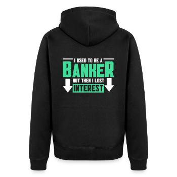 Banquier Banque Argent Banquier - Veste à capuche bio Premium Unisexe - noir - Dos - Nico (187cm)