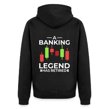 Banquier Banque Argent Banquier - Veste à capuche bio Premium Unisexe - noir - Dos - Nico (187cm)