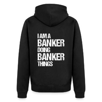 Banquier Banque Argent Banquier - Veste à capuche bio Premium Unisexe - noir - Dos - Nico (187cm)