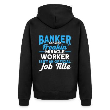Banquier Banque Argent Banquier - Veste à capuche bio Premium Unisexe - noir - Dos - Nico (187cm)