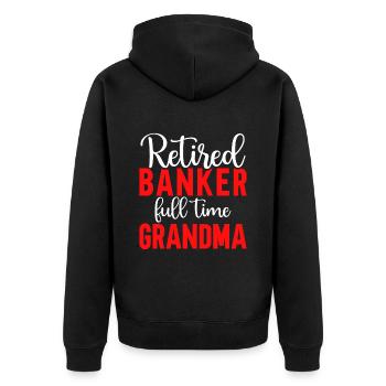 Bänker Bank Geld Banker - Unisex Premium Bio Zip Hoodie - Schwarz - Hinten - Nico (187cm)