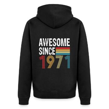 Awesome Since 1971 Birthday 1971 Vintage 1971 - Unisex Premium Organic Zip Hoodie - black - Back - Nico (187cm)