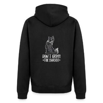 Border Collie - Unisex Premium Bio Zip Hoodie - Schwarz - Hinten - Nico (187cm)