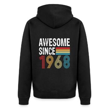 Awesome Since 1968 Geburtstag 1968 Vintage 1968 - Unisex Premium Bio Zip Hoodie - Schwarz - Hinten - Nico (187cm)