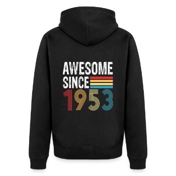 Génial depuis 1953 Anniversaire 1953 Millésime 1953 - Veste à capuche bio Premium Unisexe - noir - Dos - Nico (187cm)